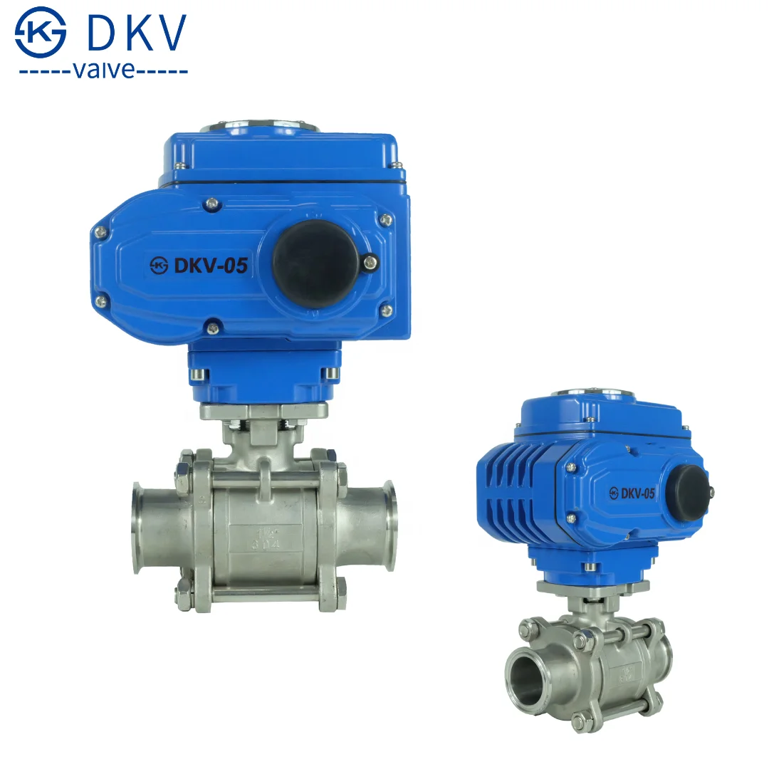 SS304 SS316 Sanitary Tri Clamp Motorized Ball Valve Food Grade Stainless Steel Electric Actuator Tri Clamp 2 Way Ball Valve