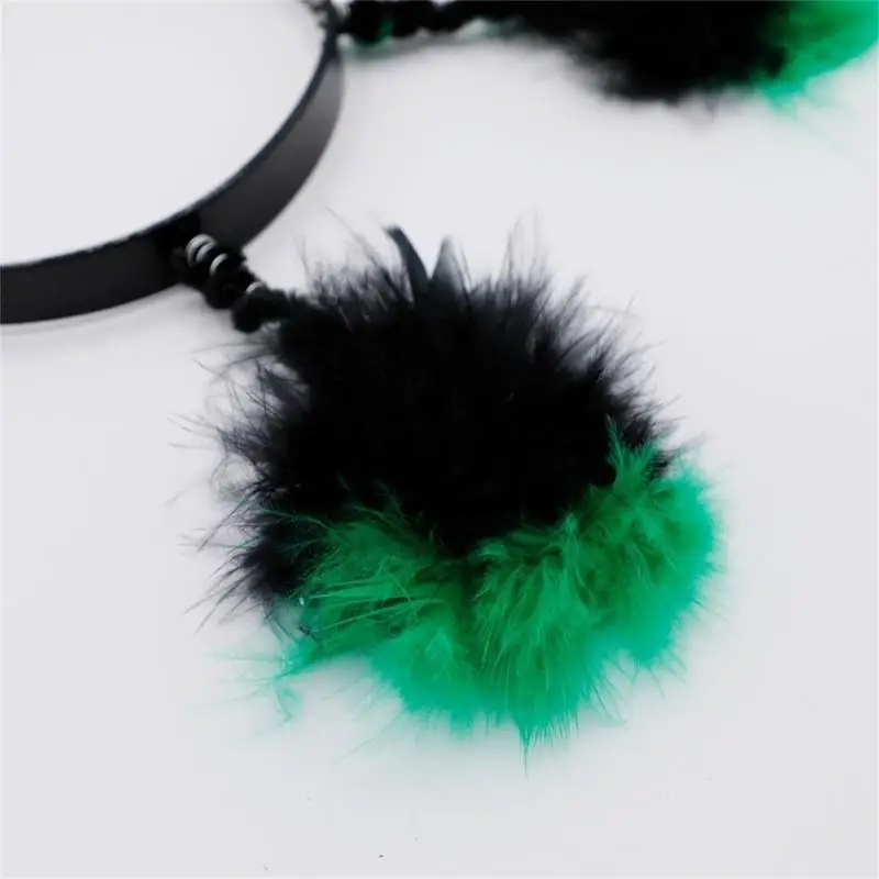 

31BB Scary Halloween Bloody Eye Headband Handmade Furry Hair Hoop Headwear Birthday Cosplay Headpiece Costume