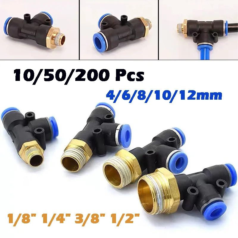

Pneumatic Air Connector Fitting PD 4mm 6mm 8mm 10mm 12mm Thread 1/8" 1/4 3/8 1/2 Straight Hose Fittings Pipe Quick Connectors