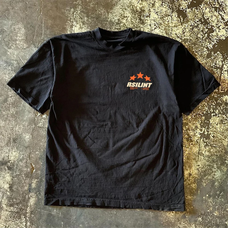 Loose Fit Cotton T-Shirt Short Sleeve Double Thread Pure Cotton American Retro Style Couple's Tee for Men And Women