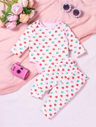 2pcs Infant & Toddler's 100% Cotton Comfy Set, Long Sleeve Bodysuit & Pants, Baby Girl's Clothes