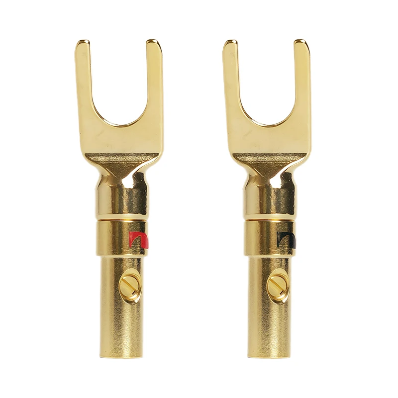Solderless Copper Alloy Y/U Type Spade Connectors for Speaker Amplifier Binding Posts 6