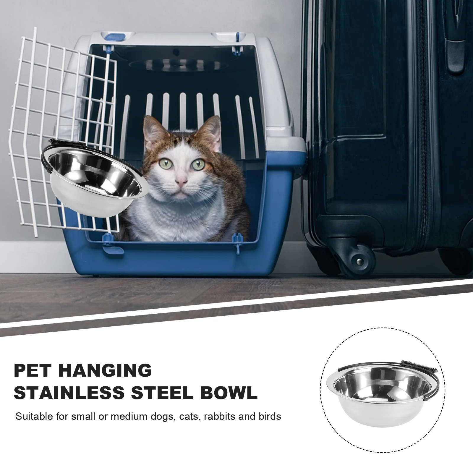 

Stainless Steel Hanging Pet Bowl 21cm Rust Resistant Durable Cage Food Water Bowl for Small Medium Dogs Cats Puppies Convenient