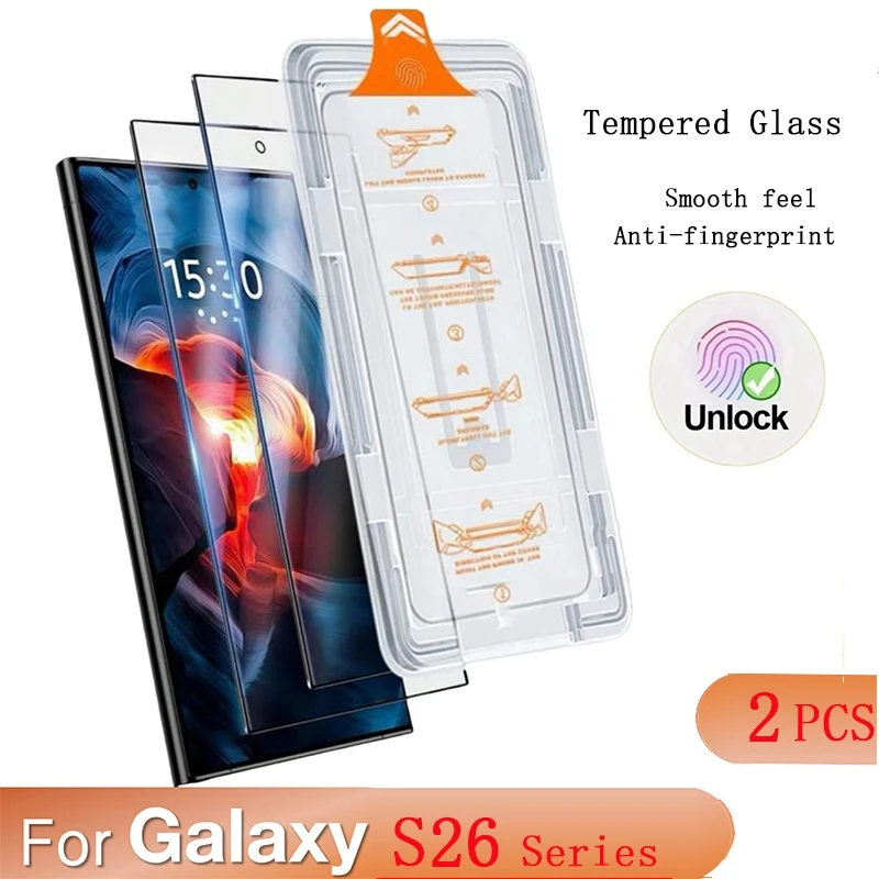 

2Pcs For Samsung Galaxy S26 Ultra Oleophobic Coating HD Tempered Glass Films Samsung S26 Edge Easy Installation Screen Protector