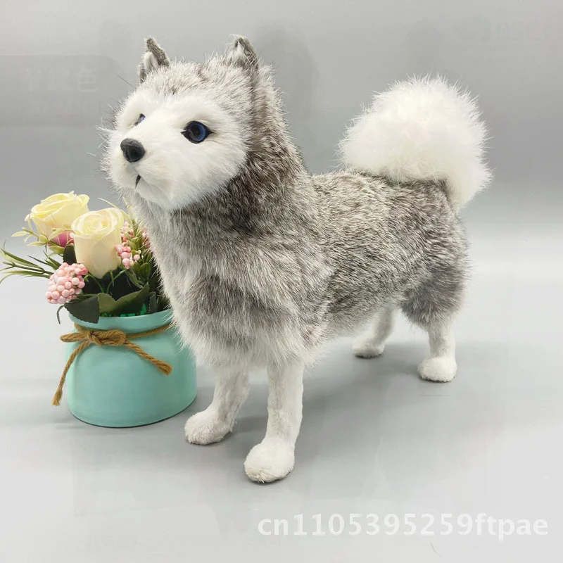 Simulated Husky Fur Wall Ornament Toy - Cute Pet Family Gift Large Medium Small Black White Gray Modern Minimalist Style