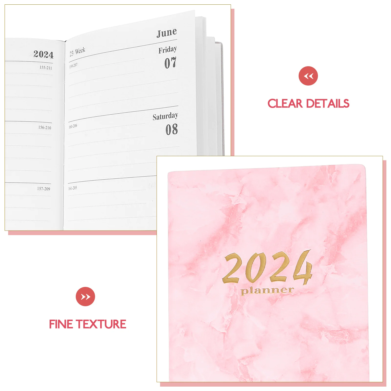 Planner Notebook Daily Planner blocco note 2024 agenda giornaliera blocco note decorativo 2024 Planner notebook portatile