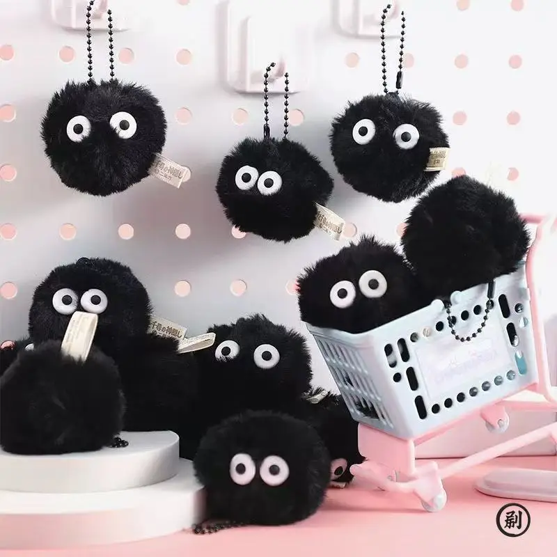 1/2/3/5/10pcs Coal Ball Figurines Keychains Accessories Cute Plush Black Coal Ball Cartoon Bag Pendants image 6