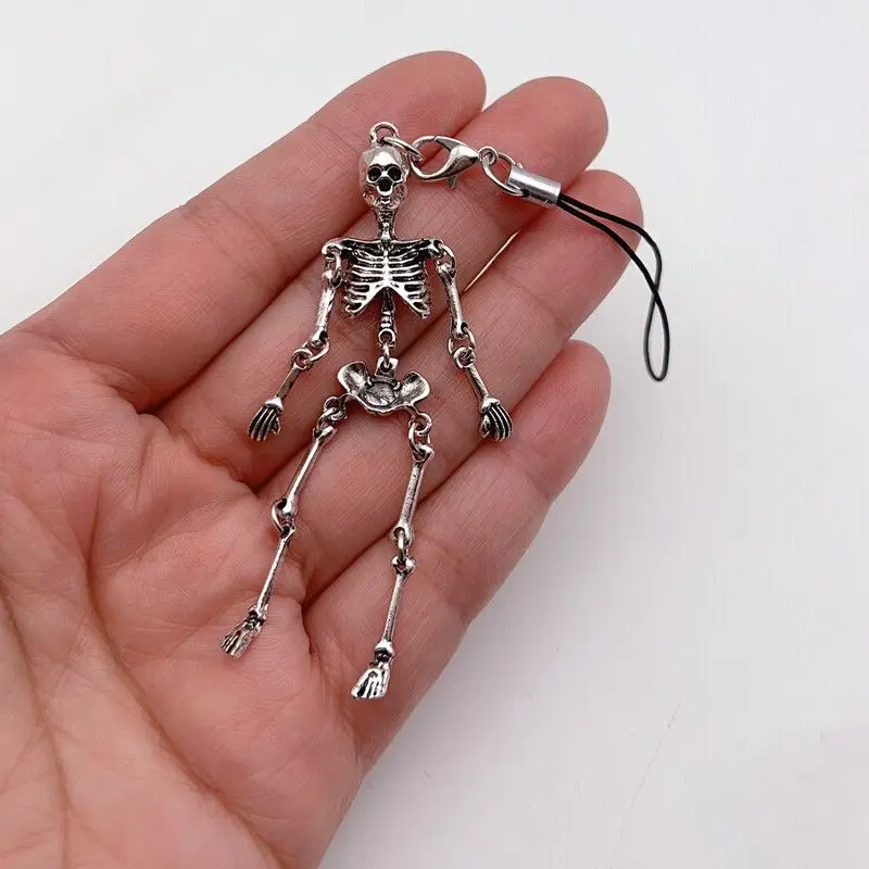 Ins Dark Punk Personality Pendant Gift Phone Chain Movable Skull Phone Charm USB Flash Drive Backpack Pendant