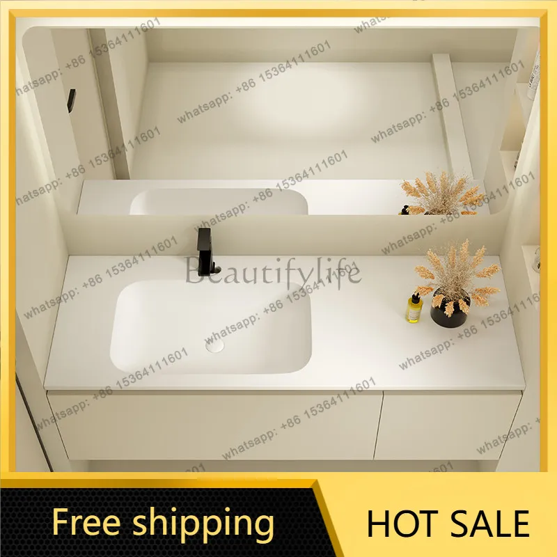 Bathroom Sink Vanity Custom Imported Dupont Corian Combo Integrated Basin Wash Sink Cabinet