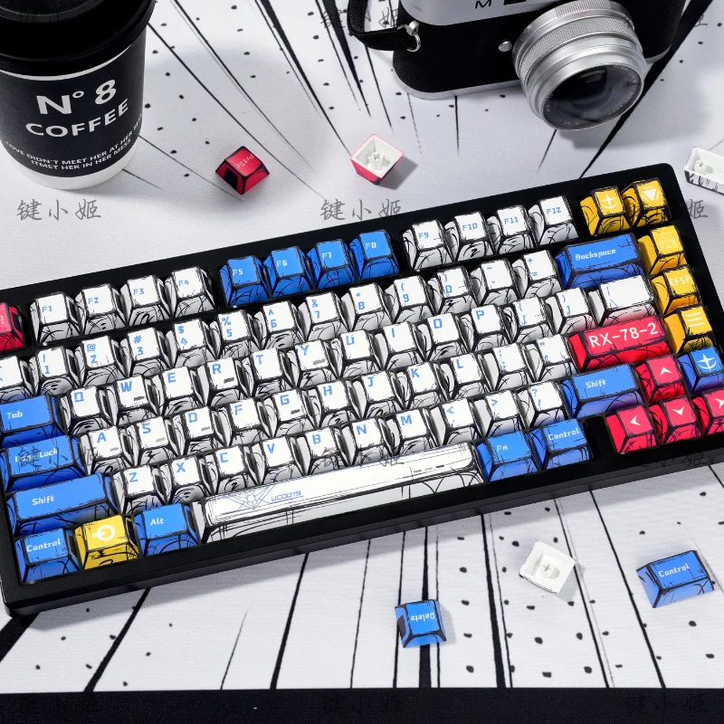 140 Keys Anime Theme Keycap Set PBT Manga Style Keyboard Cap Cherry Profile Gaming KeyCap for Mechanical Keyboard 1.5u Alt