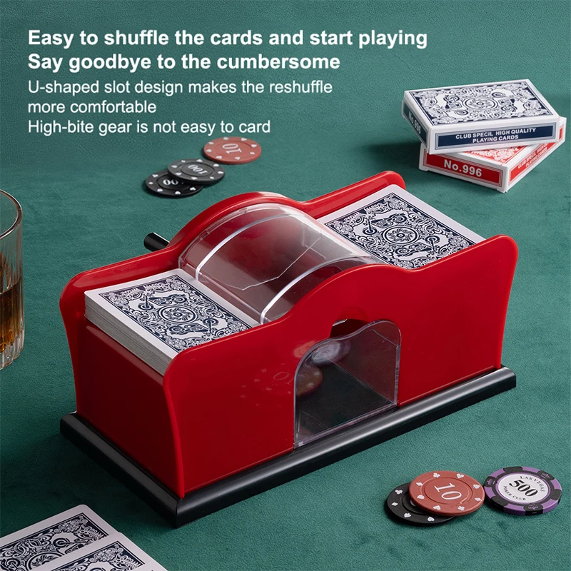 Easy-to-Use Manual Card Shuffler 2 Deck - Perfect For Poker Gatherings Playing Card Premium Handheld Poker Shuffler Card