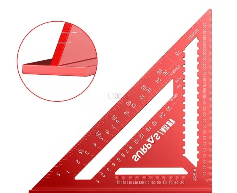 Imagem -05 - Alumínio Alloy Woodworking Triângulo Régua Espessado Alta Precisão Carpintaria Ferramentas de Medição 45 Graus 90 Graus de Ângulo 12