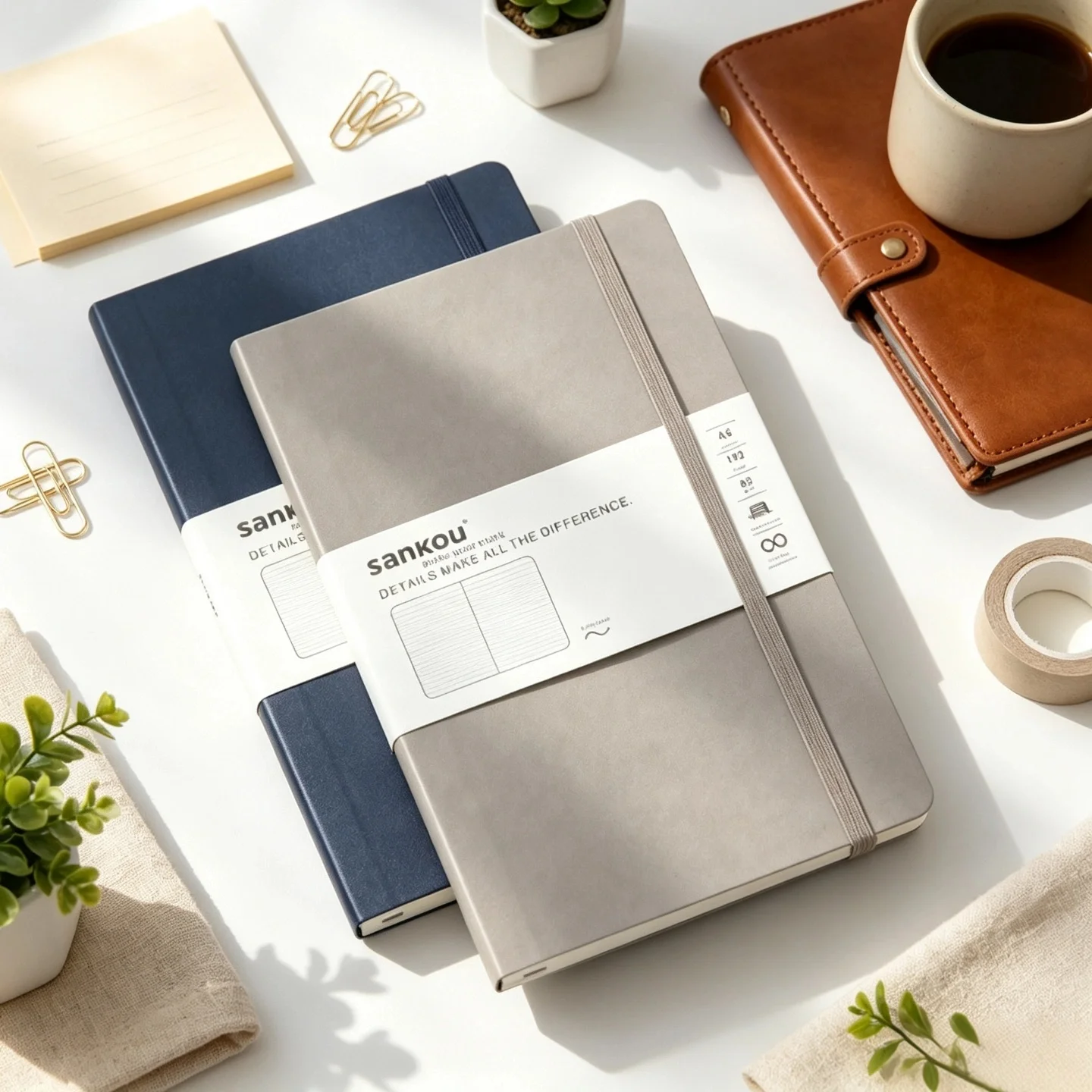 A5 Light Luxury Leather Journal - Healing Softcover with Strap, Lined Dot Grid & Blank Notebook Gift, Elegant Leather Notebook