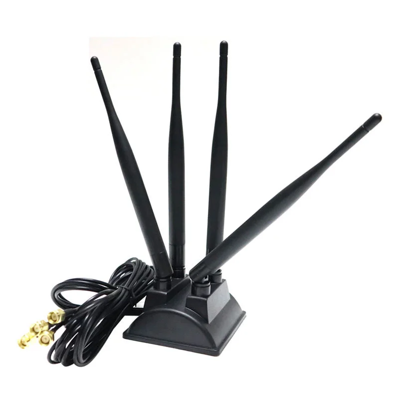 

New 4x4 Mimo Magnetic Base 12dBi Dual Band 2.4G 5G 5.8G WiFi Rubber Router Antenna 4 in 1 for Communication