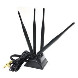 New 4x4 Mimo Magnetic Base 12dBi Dual Band 2.4G 5G 5.8G WiFi Rubber Router Antenna 4 in 1 for Communication