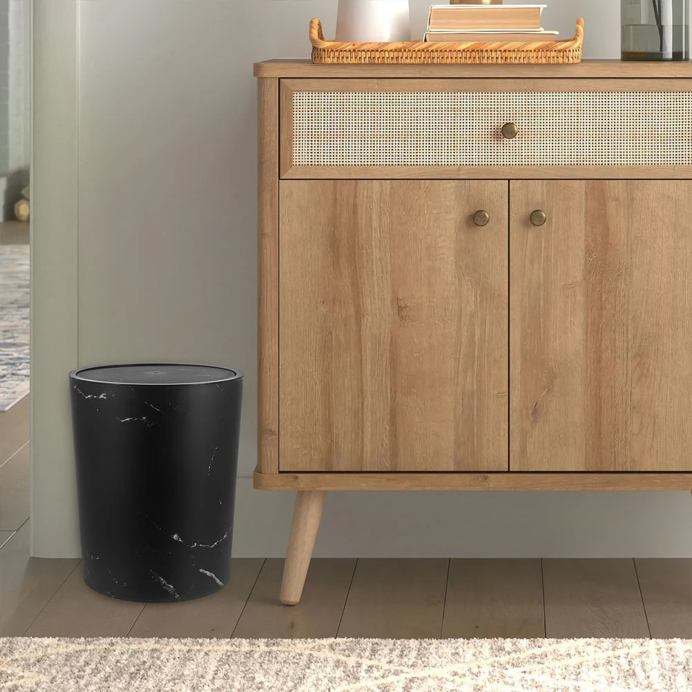 

1pcs Large Capacity Marble Design Trash Can With Lid Home Office Waste Bin For Bathroom Kitchen Bedroom Living Room Toilet