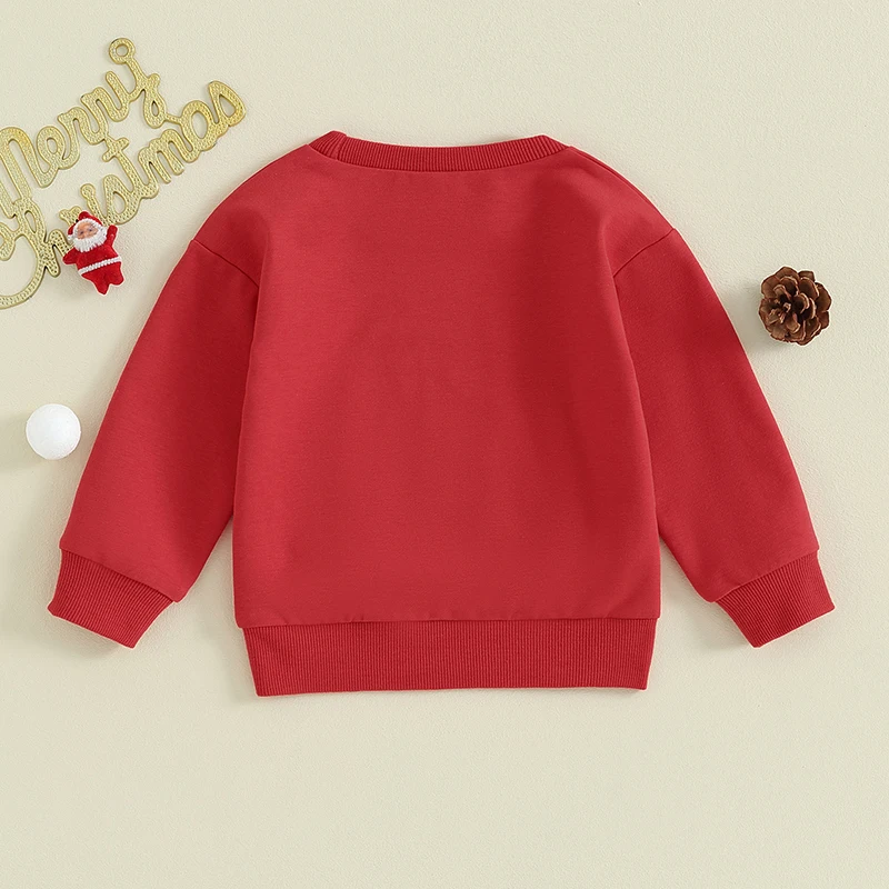 Toddler Baby Boy Girl Christmas Sweatshirt Letter Santa Snowman Print Long Sleeve Pullover Tops Xmas Clothes