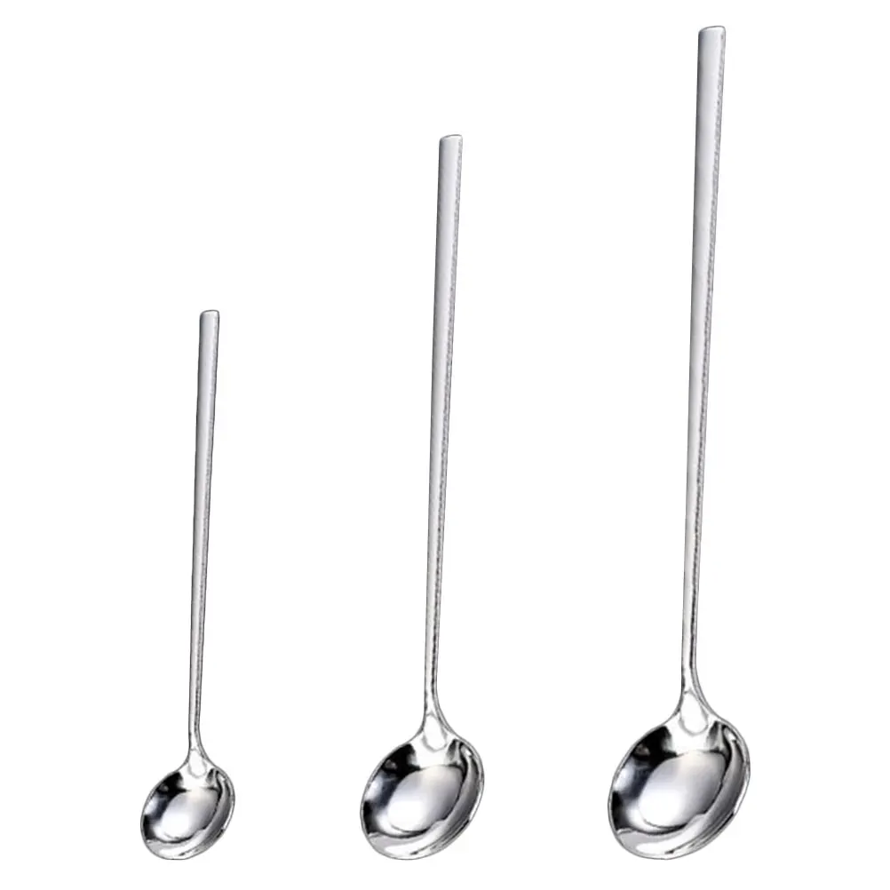 

3pcs Stainless Set Long Handle Coffee Tea Spoons Stainless Steel Spoon Food Spoon Practical Kitchen Barware
