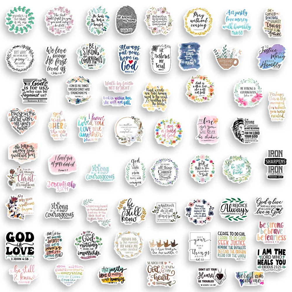 Inspirational Bible Verses Stickers Scripture Gospel Gift Decal Clipart for Laptop Phone Scrapbook Luggage Decorate Waterproof