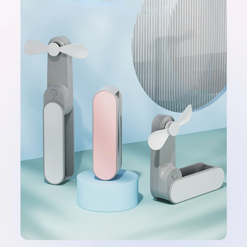 Mini Pocket Fans Student Outdoor Travel Multi functional Portable Rechargeable Fan Mute Handheld Small Folding Fan