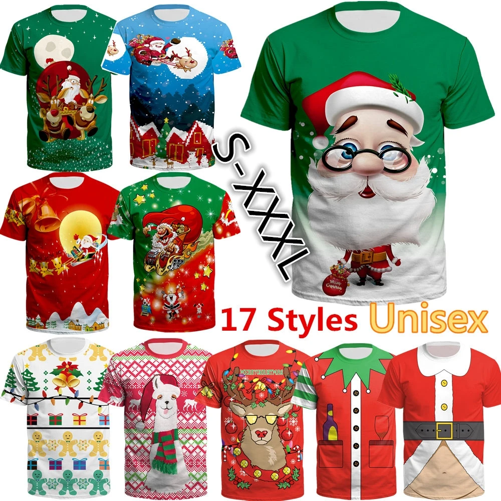 New Men\'s clothing Patterned t-shirt Christmas Snowman 3D Printed T-shirt Men/Women Fashion Casual Short Sleeve Christmas Shirts