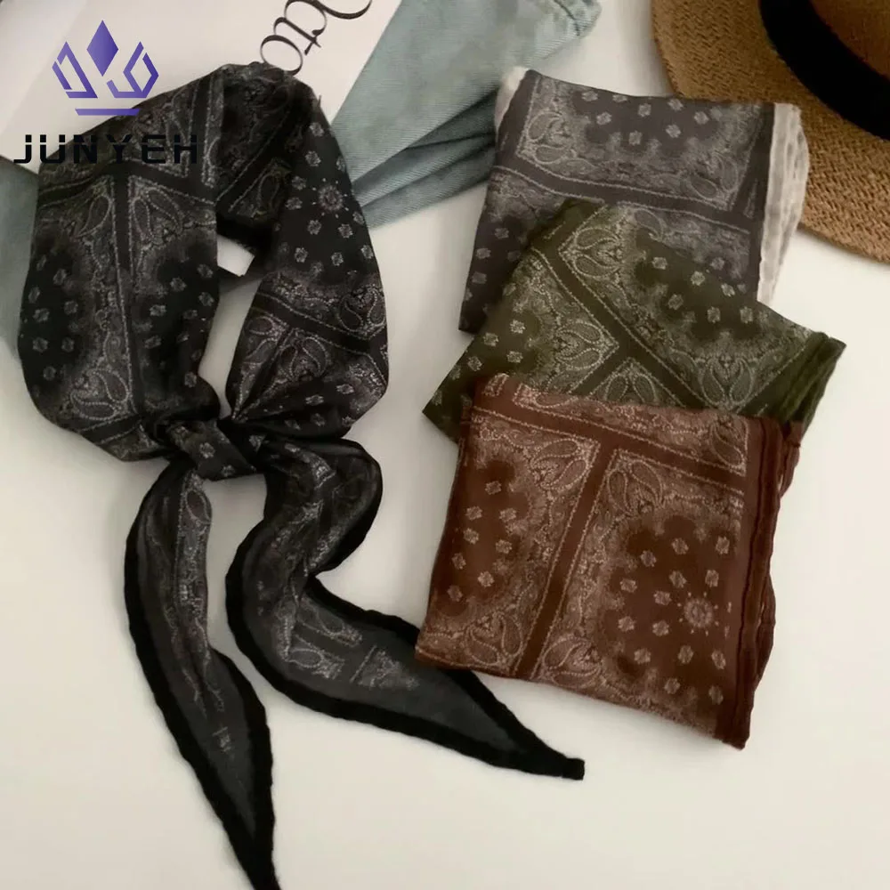 Retro Thin Scarf Belt Fashionable Waist Accory Versatile Casual Men Women Cotton Silk Scarf Triangle Headscarf