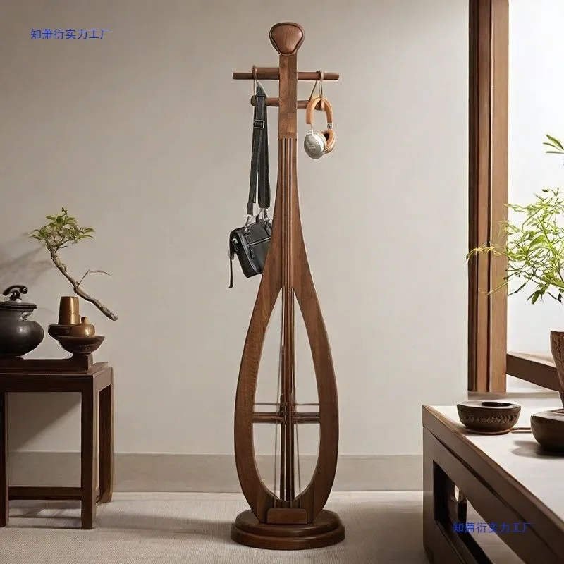 New Chinese Pipa coat rack Hanging hanger Solid wood tenon and mortise structure Modern Zen Chinese bedroom villa furniture