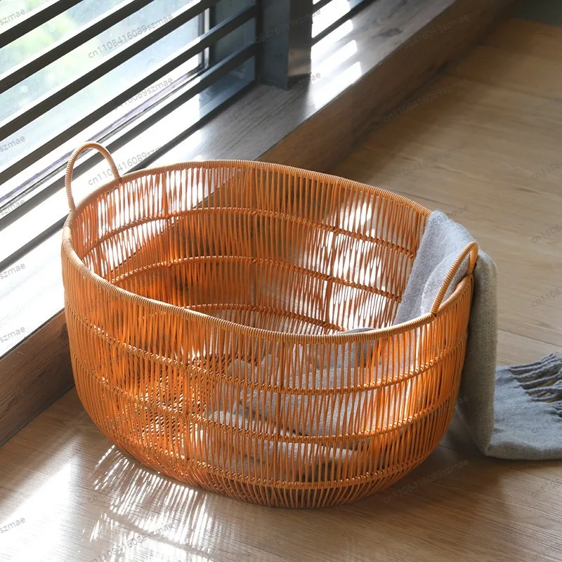 

Rattan Woven Bathroom Laundry Basket, Household Toy Sundries Storage Organizer Suitable for Elderly