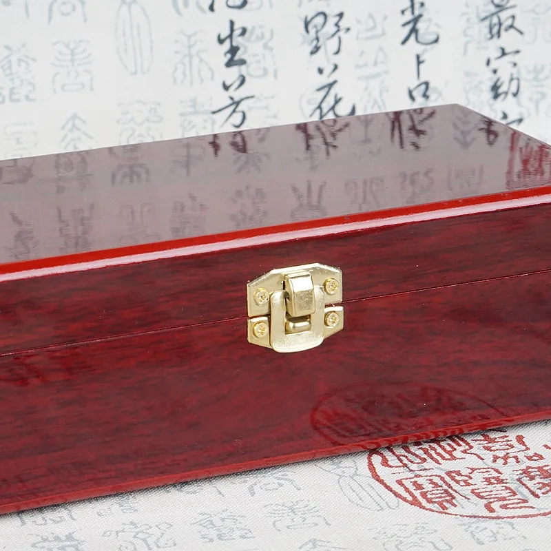 18cm Cultural Toys Collection Packaging Box Glasses Seal Buddha Beads String Imitation Mahogany Wooden Storage Box Engraved Box