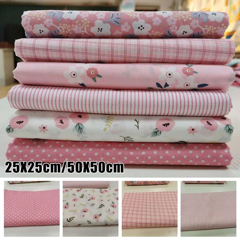 6pcs 25/50cm DIY Floral Cotton Cloth Pre-Cut  Sewing Fabric Handmade Floral Cloth Sewing Patchwork Bundle DIY