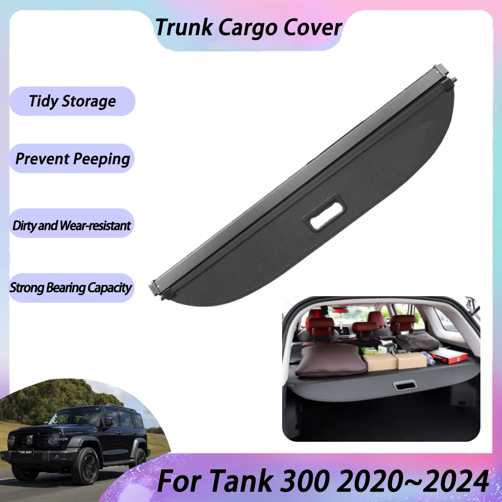 

For GWM Wey Tank 300 2020 2021 2022 2023 2024 Car Trunk Cargo Curtain Retractable Space Car Interior Partition Mat Accessories