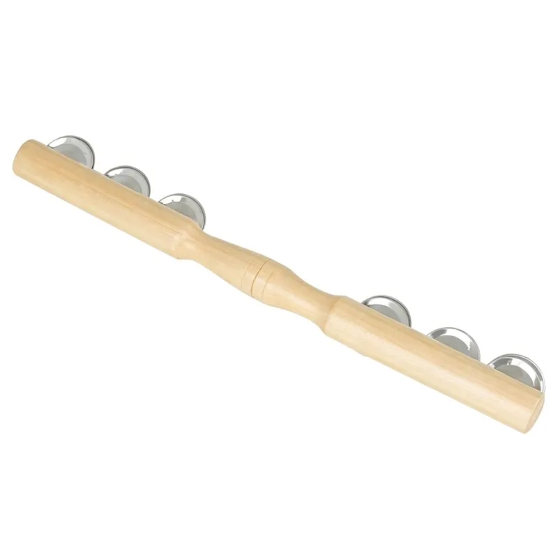 

ABVE-For Children' S Performance Percussion Instrument 1 Pair Wooden Handheld Bell Rattle 6-Bell