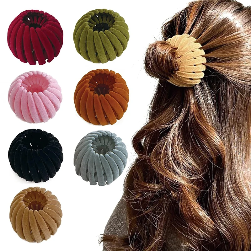 Women Hairclip Bird Nest Shape Hair Straightener High Ponytail Fixed Headband Lazy Person Grabbing Clip Plush Hair Accessories