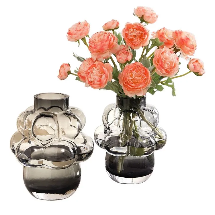 

Premium cold gray grape shape glass vase hydroponics living room dining table flower arrangement home ornament