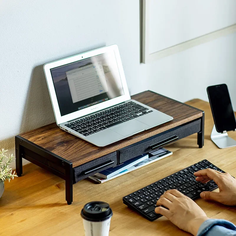 Desktop Monitor Riser with Drawer Ergonomic Computer Stand Keyboard Storage Holder Multifunctional Table Organizer for Office