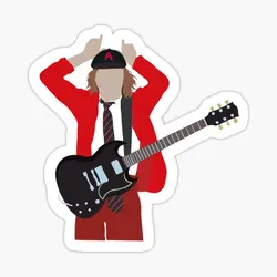 Angus Young Ac Dc Minimalistic  5PCS Stickers for Car Laptop Art Funny Water Bottles Cute Window Kid Bumper Stickers Anime