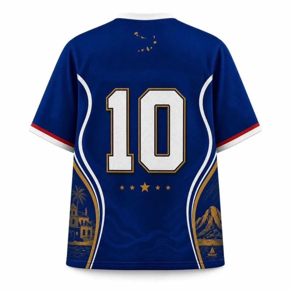 2026 Summer Dark Horse Team Cape Verde Fan Uniform Men's Football Jersey 3D Print Breathable Fashion V-neck Football T-shirt