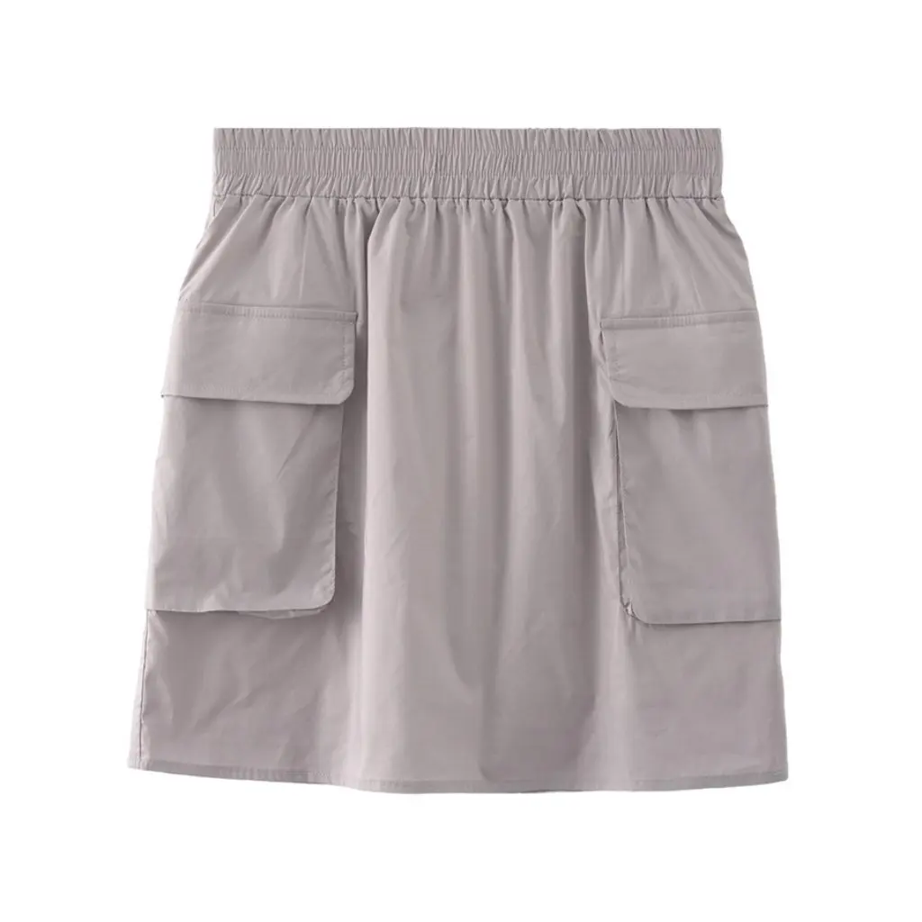 

Fashionable Casual Cotton Short Skirt With Pockets In Purple Color New Arrival Autumn Collection By Guangzhou Huang Zhen