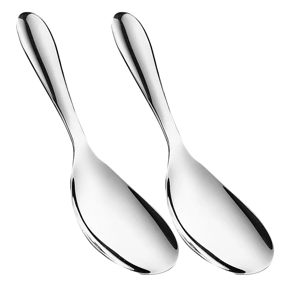 

2pcs Stainless Steel Rice Scoop Kitchen Spoon Ergonomic Design Large Soup Ladle Mirror Polished Serving for Sugar