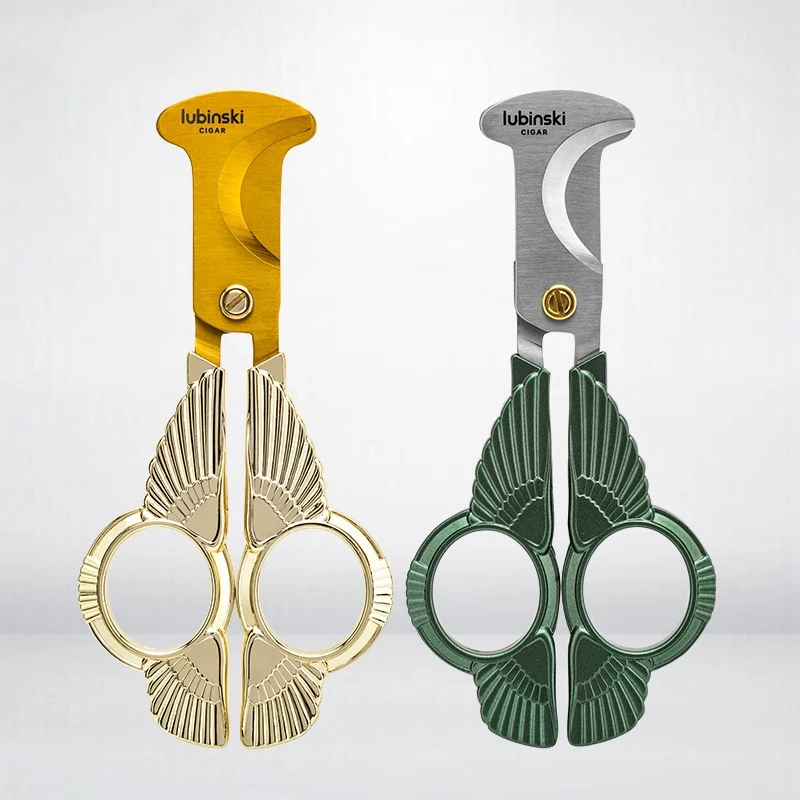 Portable Cigar Scissors Double Edged Cigar Cutter With Holster Wing Shape Cigar Scissors Stainless Luxury Smoking Accessories