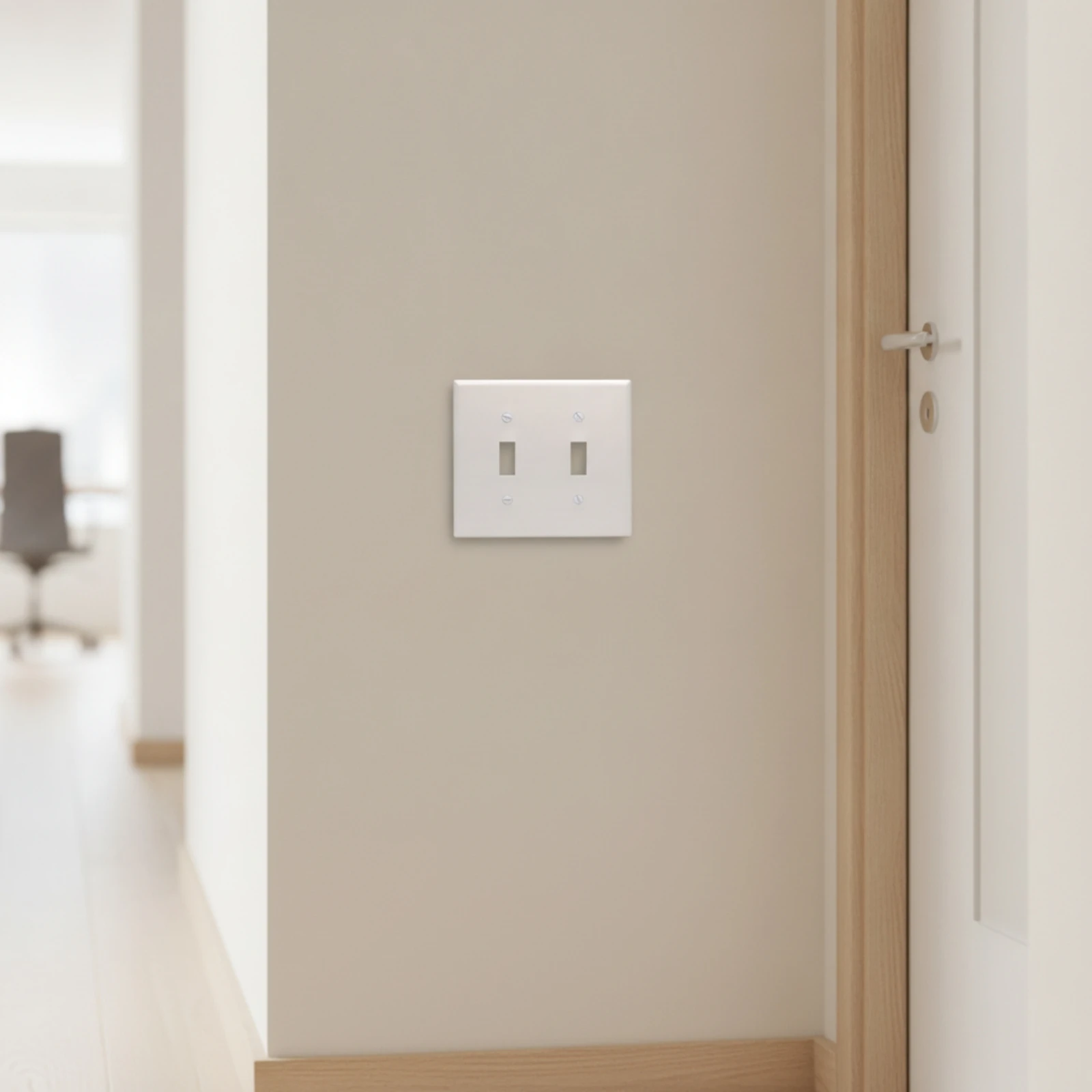 Double Toggle Switch 15A Light Control Switch with Faceplate Two-Gang Wall Plate 120V Smooth Finish for Electricians