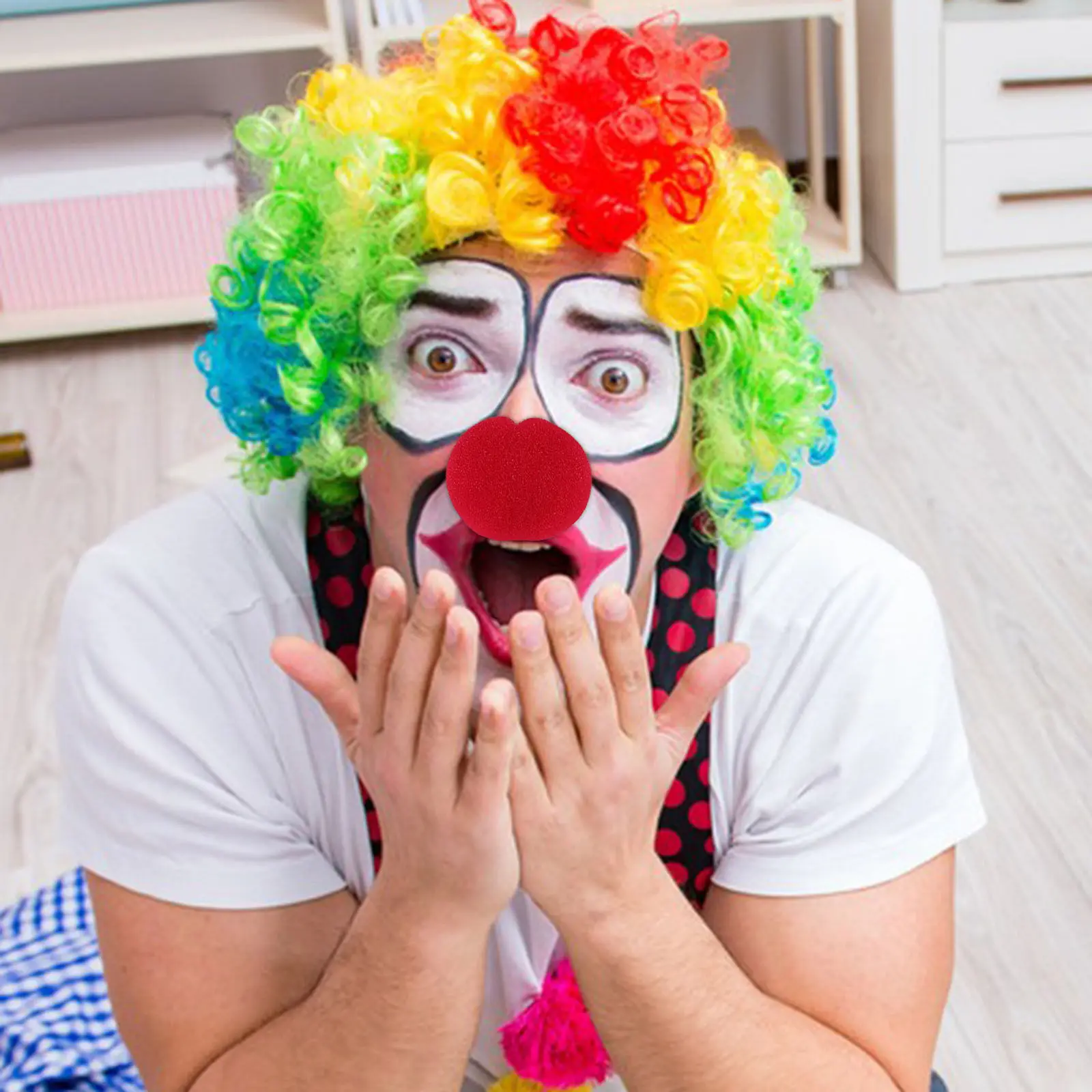 

Red Clown Nose One Size Lightweight Foam Funny Halloween Cosplay Prop for Carnival Masquerade Party Clown Costume Accessories