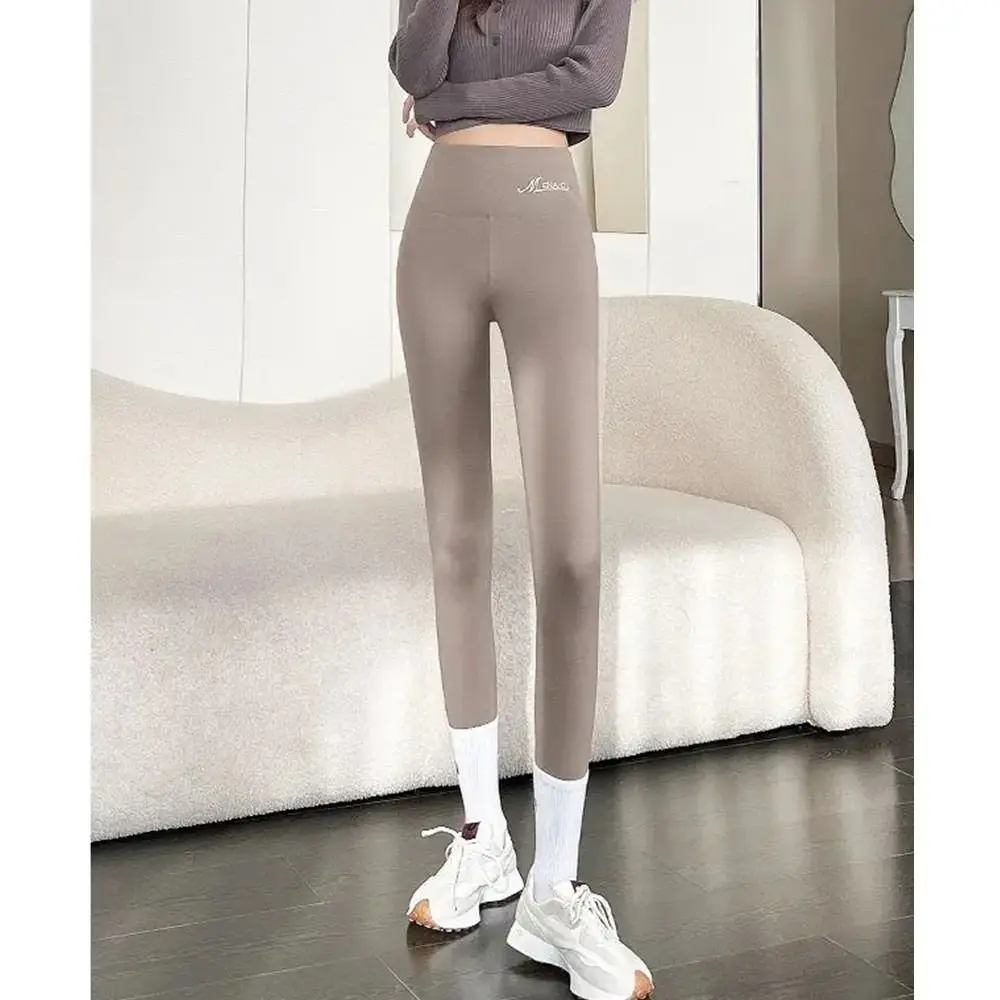 Geeignet für Oberbekleidung De Rong Stoff Damen-Thermohose, hohe Taille, schlankmachende lange Unterhose, nahtlose elastische Leggings für Damen