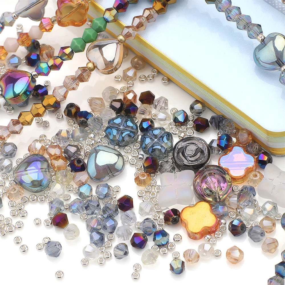 مزيج الزجاج الخرز غير النظامية القلب الصليب شكل كريستال قلادة Seedbeads Bicone DIY بها بنفسك صنع المجوهرات سلاسل الهاتف ديكور الملابس
