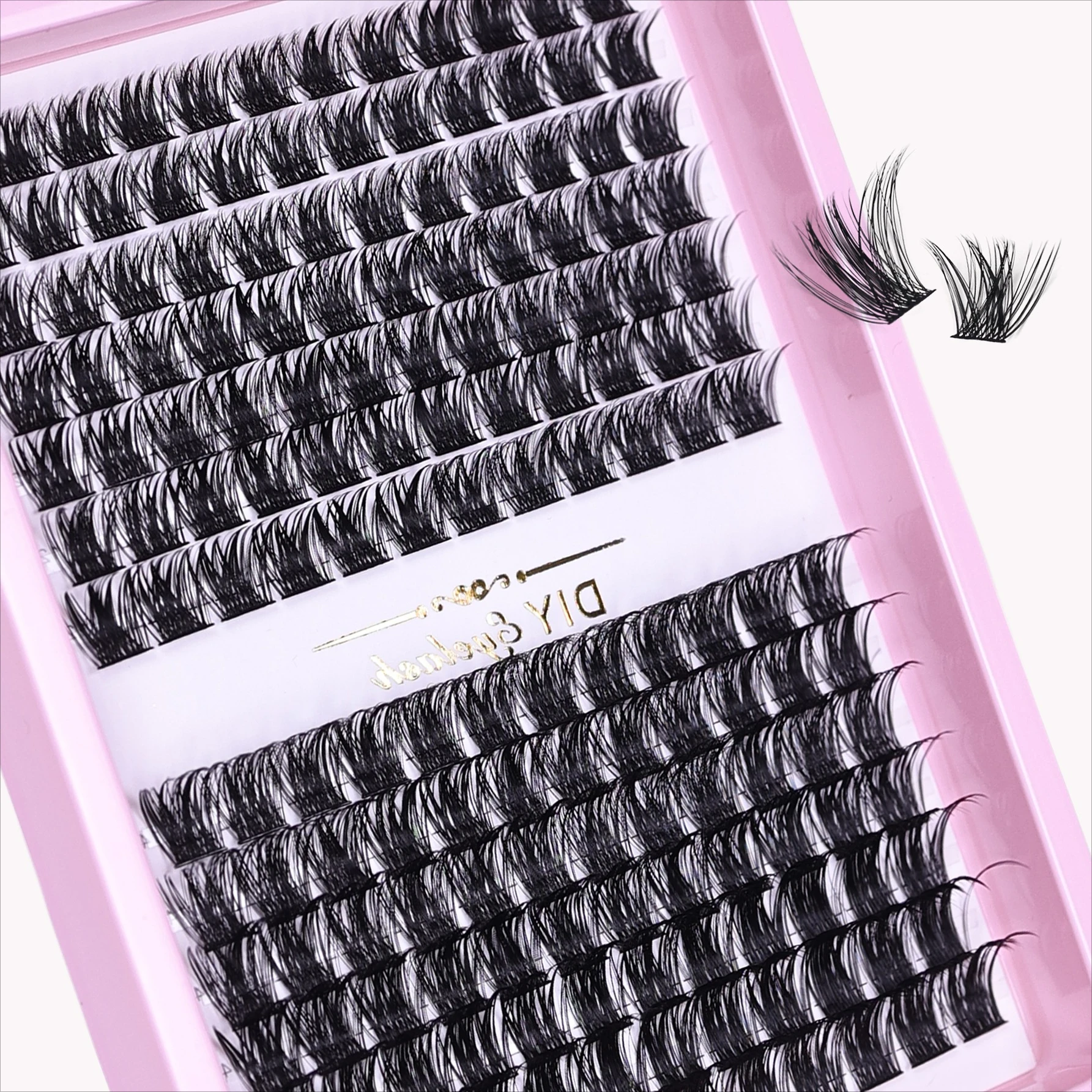 Wimpernbüschel 168 Stück 10-16mm D-Curl Wispy Einzelwimpernverlängerungen Natürlicher Flauschiger Look DIY Wimpernverlängerung für den Alltag – Detail 2