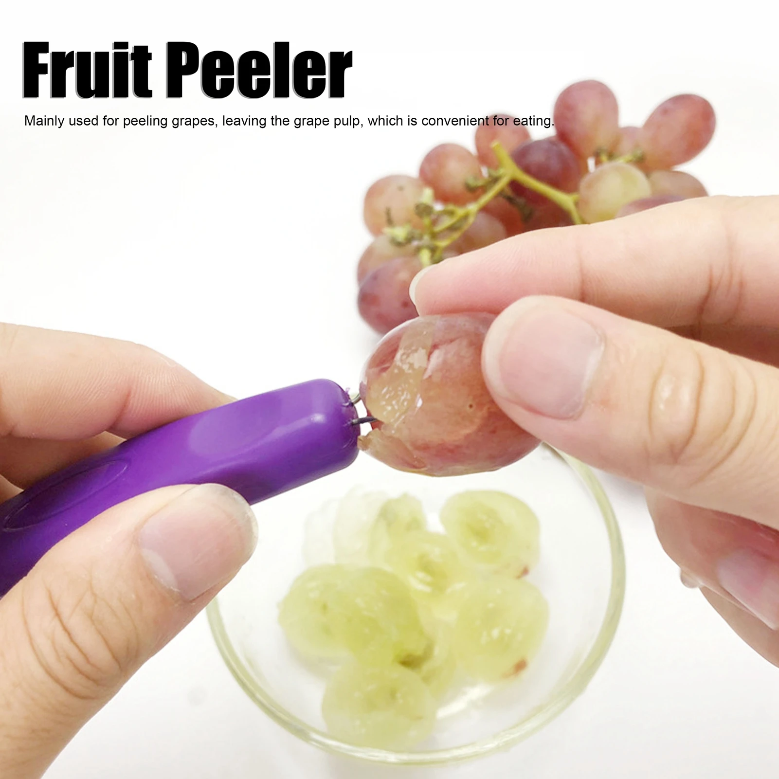 1PC Stainless Steel Purple Grape Peeler Mini Portable Fruit Peel Remover Sharp Blade Rust-Proof for Small Fruits Snack Prep