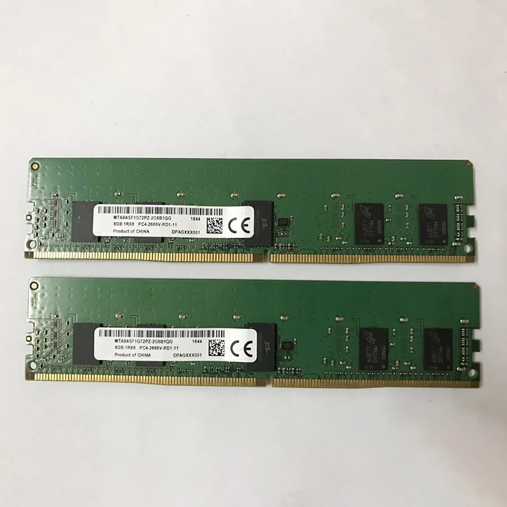 1PCS For MT 8G 8GB 1RX8 DDR4 2666 PC4-2666V-RD1-11 RDIMM Server Memory MTA9ASF1G72PZ-2G6D