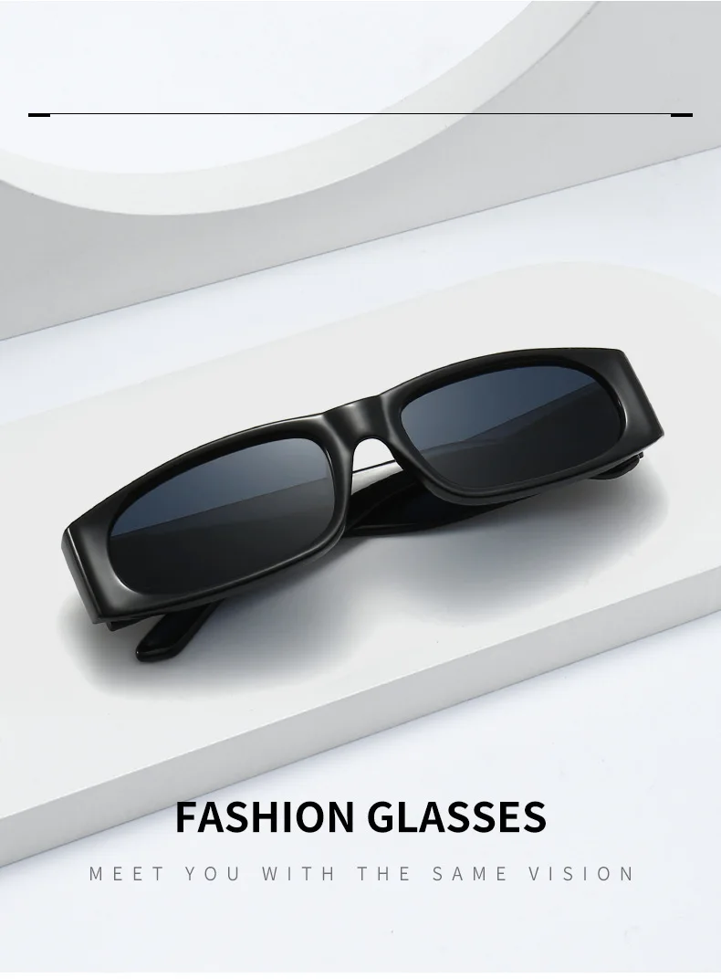 Schwarze Sonnenbrille im Hiphop-Stil mit schmalem Rahmen für Herren im Retro-Stil, mühelose orangefarbene Sonnenbrille UV400 – Detail 3