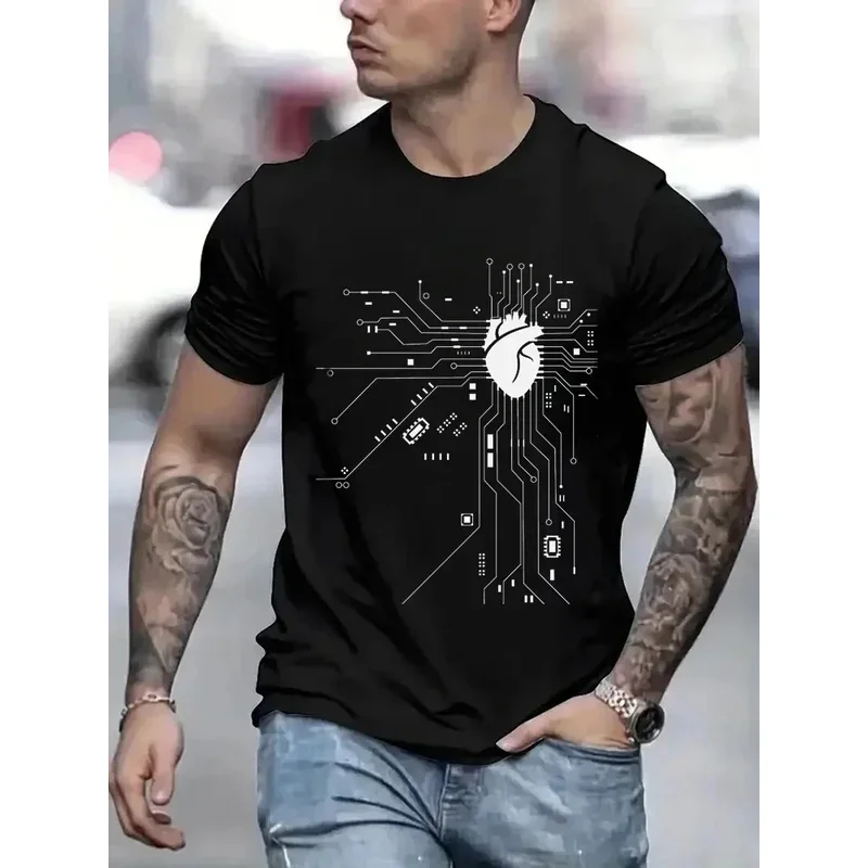 

CPU Processor Circuit Diagram T Shirt Men Summer T-shirt Circuit Board Funny Men's Tops Fashion Tees Homme Brand Unisex Clothes