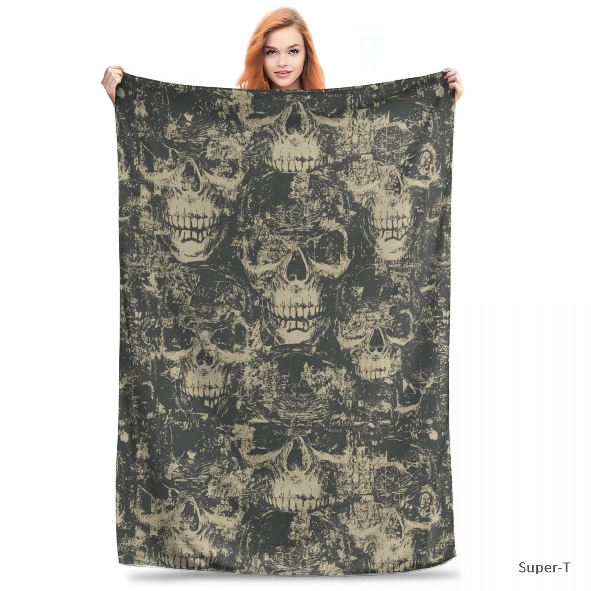 Human Skulls Premium Flannel Blanket Cool Soft Warm Throw Blankets For Chair Sofa Bed Travel Bedspread Sofas Cover Tapestry